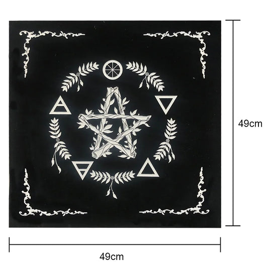 Pentagram Velvet Tarot Tablecloth with Bag – Mystical Altar Cloth for Divination & Ritual Use